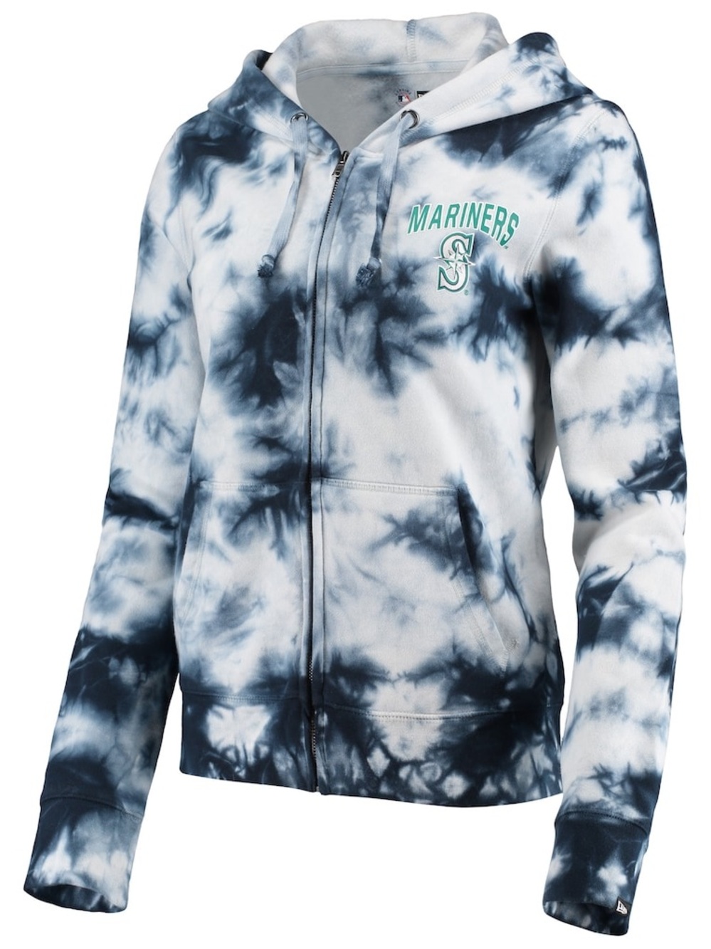 Women's Seattle Mariners New Era Navy Tie-Dye Fleece Full-Zip Hoodie
